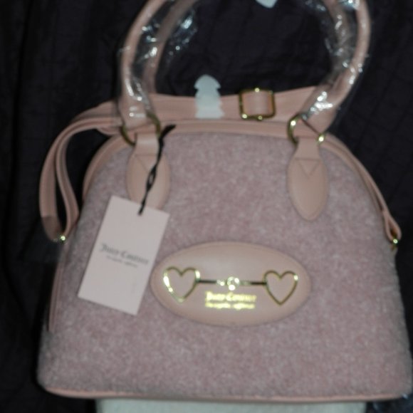 Juicy Couture Sherpa Satchel Heart to Heart Plush Light Pink 🆕/NWT! - Picture 1 of 12